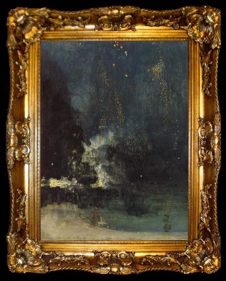 framed  James Abbott Mcneill Whistler Nocturne in Black and Gold, ta009-2